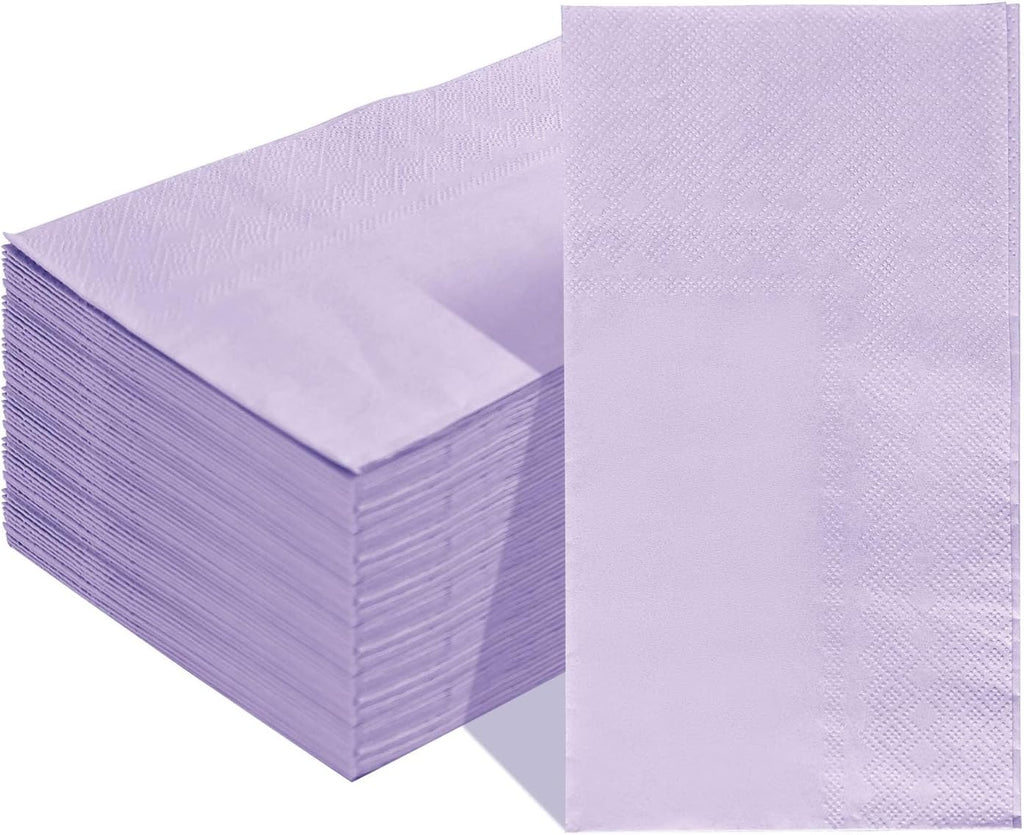 SietDESEO 50 Pieces 3-ply Light Purple Napkins Disposable 13 x 15.7 Inches Lavender Guest Bathroom Napkins Disposable Hand Towels for Bathroom Wedding Birthday Party Paper Dinner Napkin