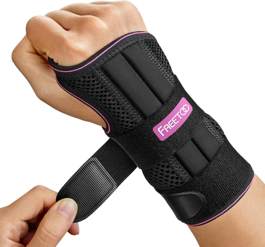 FREETOO Wrist Brace for Carpal Tunnel Relief Night Support, Maximum Support Hand Brace with 3 Stays for Women Men, Wrist Support Splint for Right Hands for Tendonitis,Arthritis,Sprains (Right, S/M)
