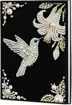 FRANDEK Pearl Painting Notebook Kit, Bird Flower A5 DIY Journal with 50 Blank Pages, Diamond Gem Art Cover With Waterproof Canvas, Beginner Craft Set with Full Tools for Adults