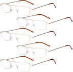 Eyekepper 5-Pack Stainless Steel Frame Half-eye Style Reading Glasses Readers Gold +0.75