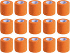 KISEER 15 Pack 2 Inch x 5 Yards Orange Self Adhesive Bandage Breathable Cohesive Bandage Wrap Rolls Elastic Self-Adherent Tape for Stretch Athletic, Sports, Wrist, Ankle