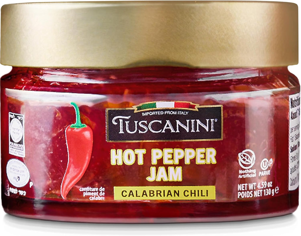 Tuscanini Hot Pepper Jam, 4.59 oz | Sweet & Savory Jam | Italian Gourmet Jam made with Calabrian Chili | Great as Bacon Jam | Kosher (including Passover)