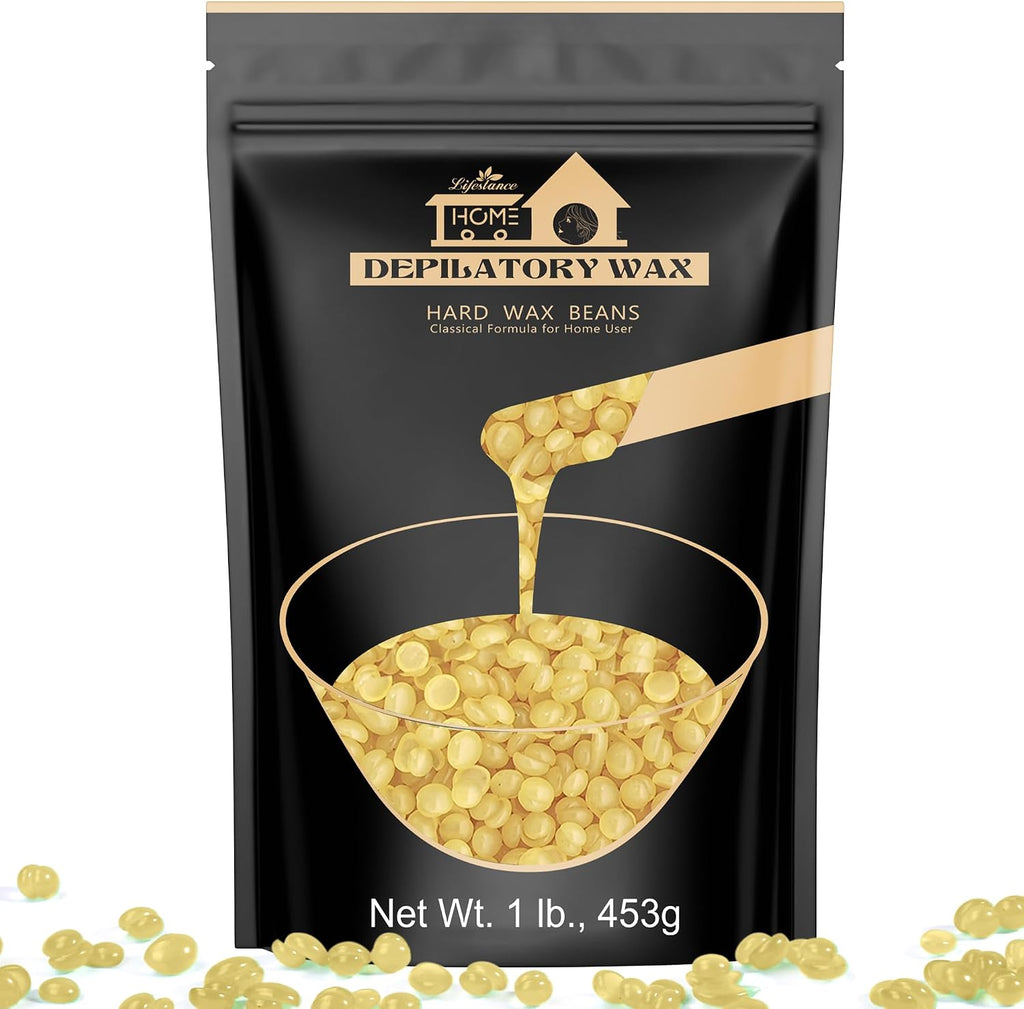 Lifestance Honey Waxing Beads, 1LB Fine Hair Removal Wax Beans for Face, Eyebrow, Brazilian Bikini, Sensitive Skin at Home for Women and Men