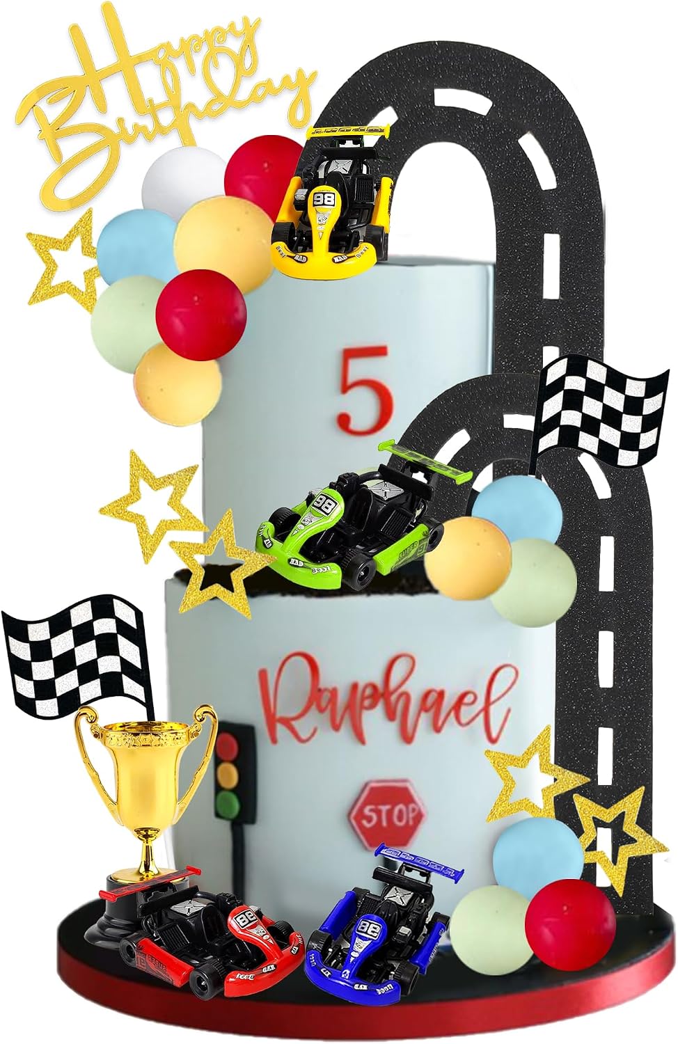 28 PCS Racing Car Cake Toppers Car Truck Cake Decorations for Racing Theme Birthday Supplies (01)