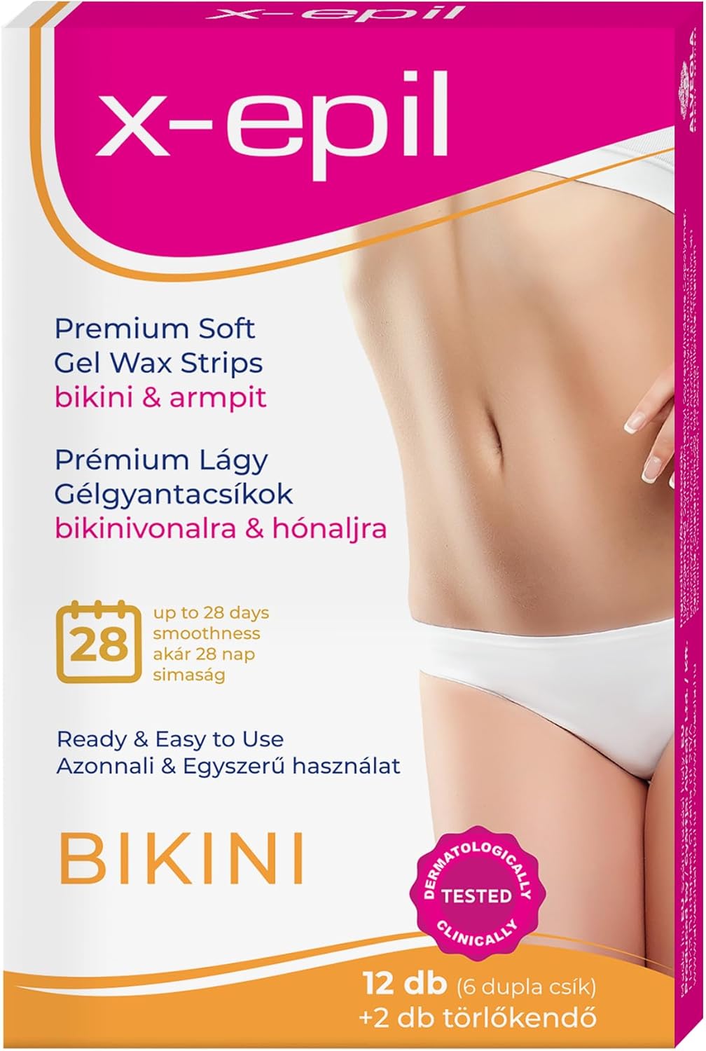 Gel Bikini Wax Strips for Body - 12pcs - Hypoallergenic, Ready-To-Use & Gentle Bikini Wax Strips For Smooth Skin Results - Effective Hair Removal at Home