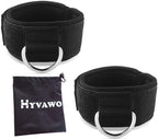 Ankle Straps Neoprene Padded Fitness Wrist Cuffs with D Ring High Strength Exercises Gym Pulley Strap for Cable Machines (Black 2 Pack)