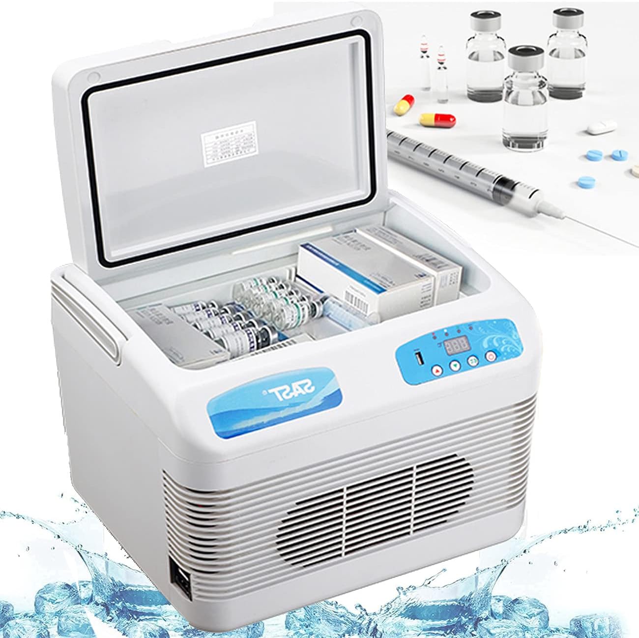 12L Insulin Cooler Refrigerated Box,Insulin Travel Case,LED Display 2-8℃,Medicine Refrigerator Cooler,Car USB Charger,Keep Diabetes Medication Isolated,for Car,Travel,Home