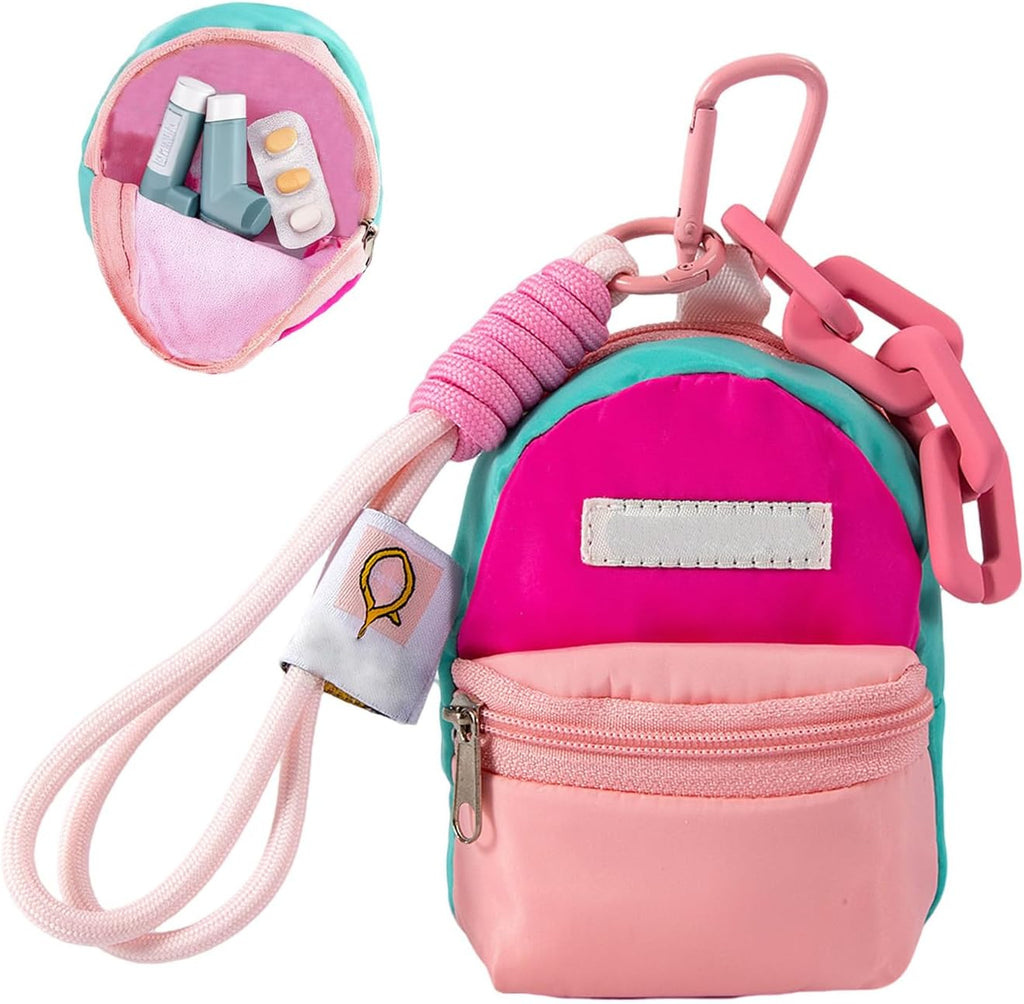 Asthma Inhaler Case,Inhaler Holder with Keychain, Small Travel Medication Organizer for Adults Kids,Spacer Bag with a Lanyard and a Keychain（Only Storage Bag） (Pink)