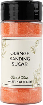Olive & Vine Orange Sanding Sugar, Sweet Finish, For Baking & Decorating, Rich Tradition, Authentic Taste, For Global Recipes (4 Ounce)