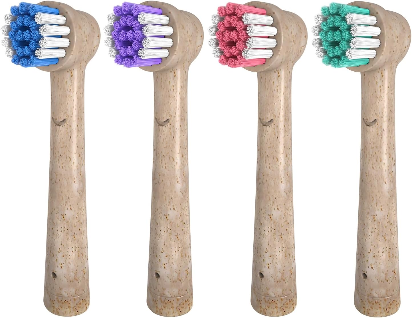 Biodegradable Replacement Toothbrush Heads Compatible Compatible with Oral-b Braun - 4pcs Eco Friendly Soft Electric Brush Heads for Sensitive Teeth Removing Plaque and Eliminating Bad Breath