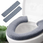 2pcs Toilet-seat Cover Warmer Cushion – Toilet seat Cover Pads Plush Warm Thick Bathroom Toilet Seat Warmer 2pcs Blue Grey