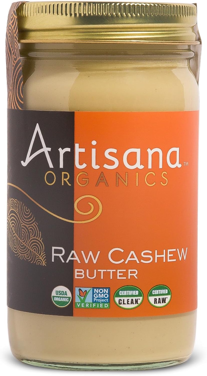 Artisana Organics Raw Cashew Butter - No Sugar Added, Vegan and Paleo Friendly, Non GMO, 14oz Jar