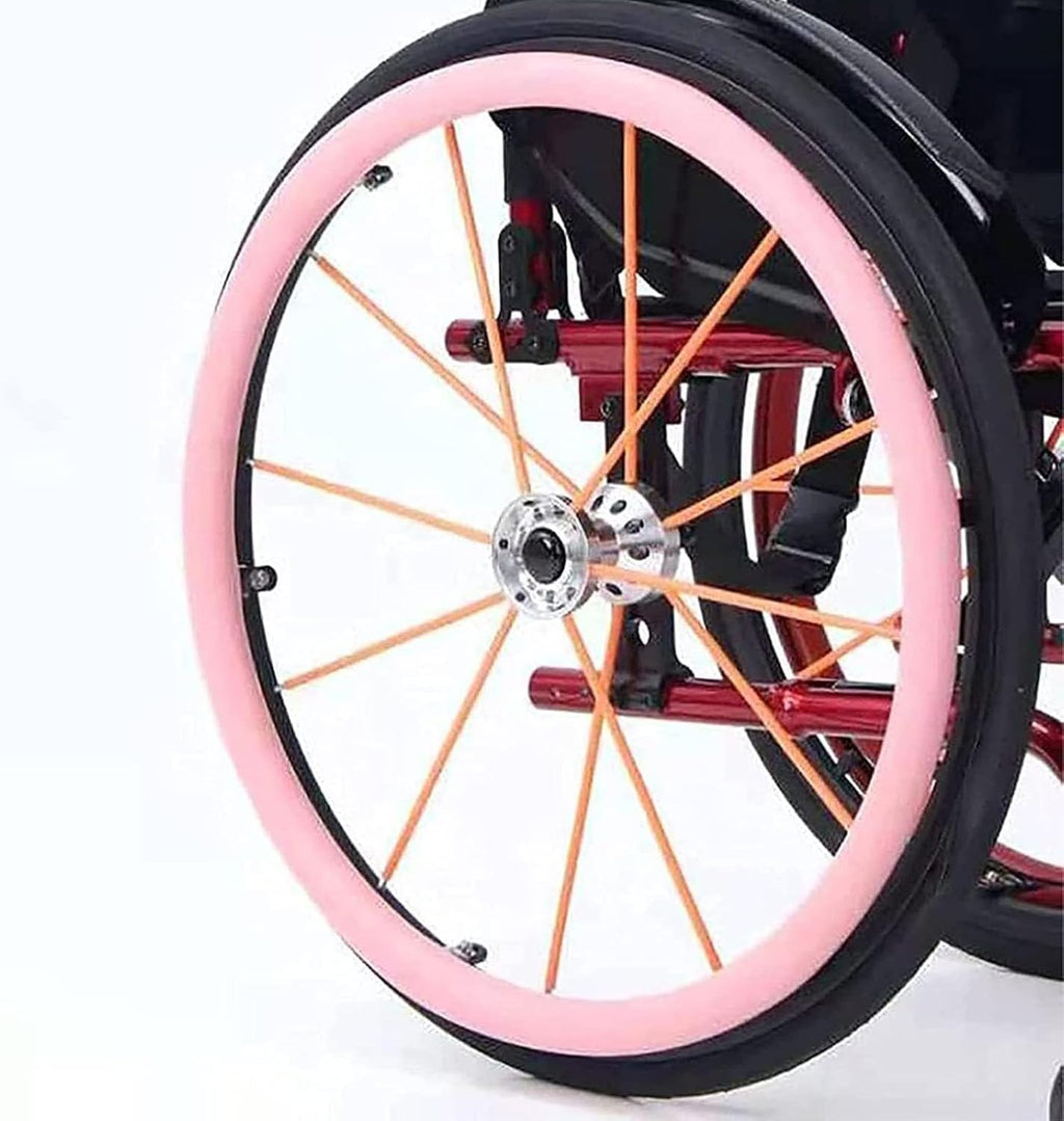 1 Pair Wheelchair Cover, 22/24 Inch Silicone Wheelchair Push Rim Covers,Wheelchair Accessories,Wear-Resistant Hand Push Ring Protective Cover, Rear Wheel Grips Accessories,22in,Pink