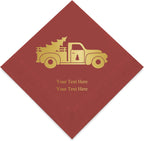 Weddingstar 3-Ply Christmas Designs Personalized Foil Stamped Cocktail Napkins Wine - Customizable