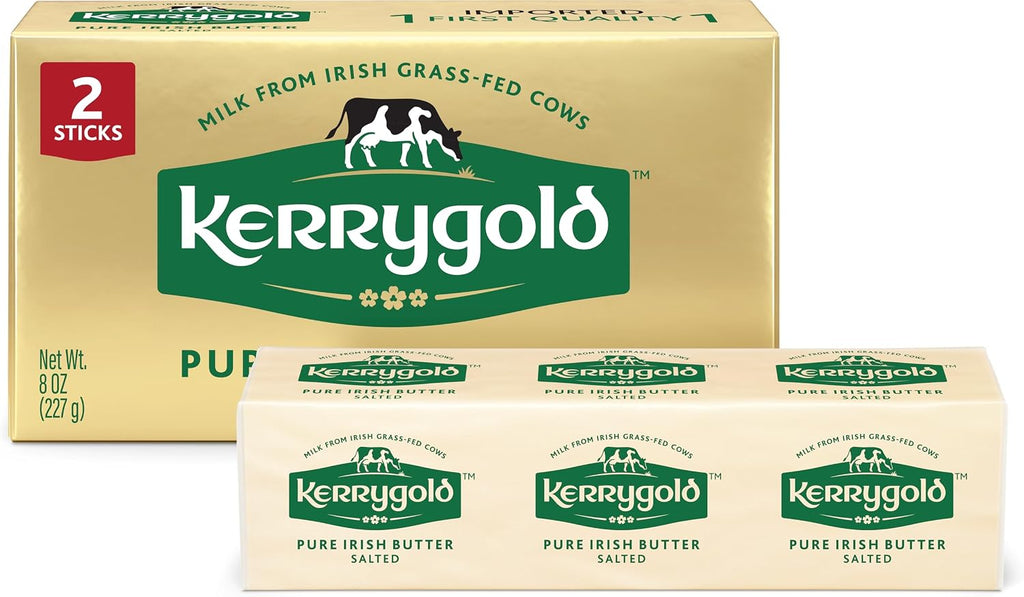 Kerrygold Pure Irish Butter, 2 Sticks, Salted, RBST Free, Gras-Fed, 8 Ounces (Pack of 20)