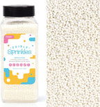 White Nonpareils Sprinkles, Food Grade 1.54 LB Bulk, Sujoygar, White Sprinkles for Cake Decorating, Cupcake, Ice cream, Chocolate