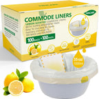 Commode Liners with Absorbent Pads for Bedside Commode, 100 Lemon Scented Bedside Commode Liners and 100 Commode Pads, Commode Toilet ＆ Camping Toilet Bags
