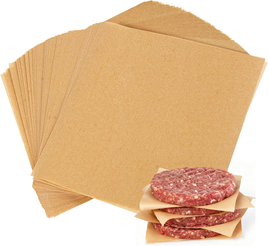 400PCS Patty Paper, 6x6 In Unbleached Parchment Paper Squares, Non-Stick Hamburger Patty Paper for Seperating Burgers, Butter, Cookies, Freezing, Baking and Candy Wrapper