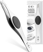 Tweezers for Facial Hair Women - Slanted Eyebrow Tweezers, Stainless Steel with Sharp Precision for Shaping Eyebrows, and Ingrown & Fine Hair Removal - Non-Slip Grip
