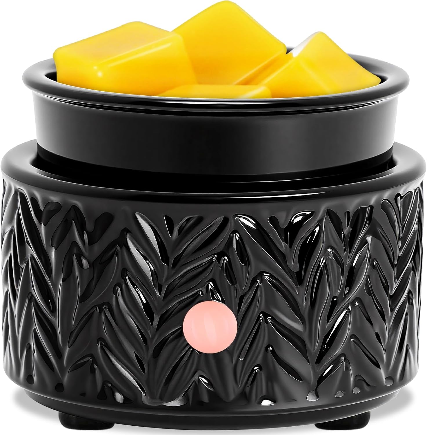 EQUSUPRO Wax Melt Warmer for Scented Wax - 4-in-1 Electric Ceramic Candle Wax Warmer Fragrance Wax Burner Melter for Home Office Decor & Gift for Women (Black Leaf)