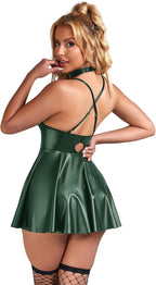 ohyeahlady Women Sexy PU Leather Dress Plus Size Spaghetti Strap Mini Dresses Sleeveless Pleated Steampunk Clubwear