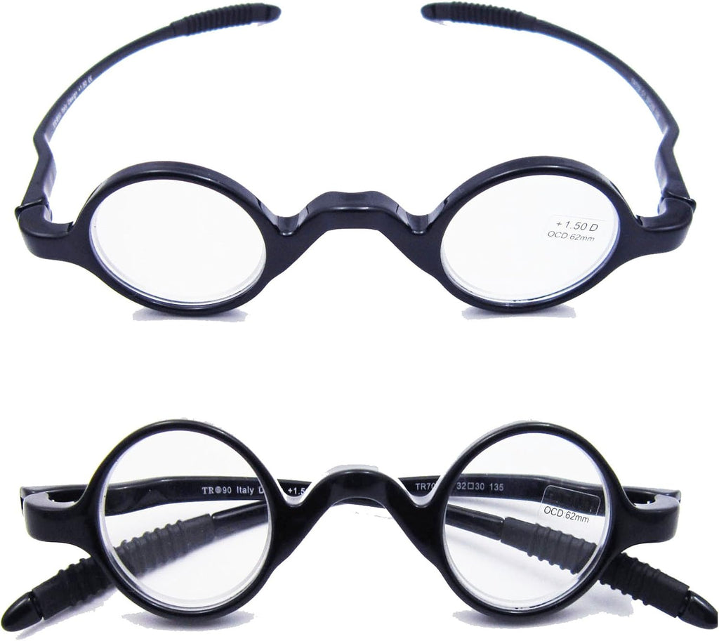 Agstum TR90 Small round eyeglasses retro Reading Glasses Readers 32-30-135 (+2.00, Shiny black)
