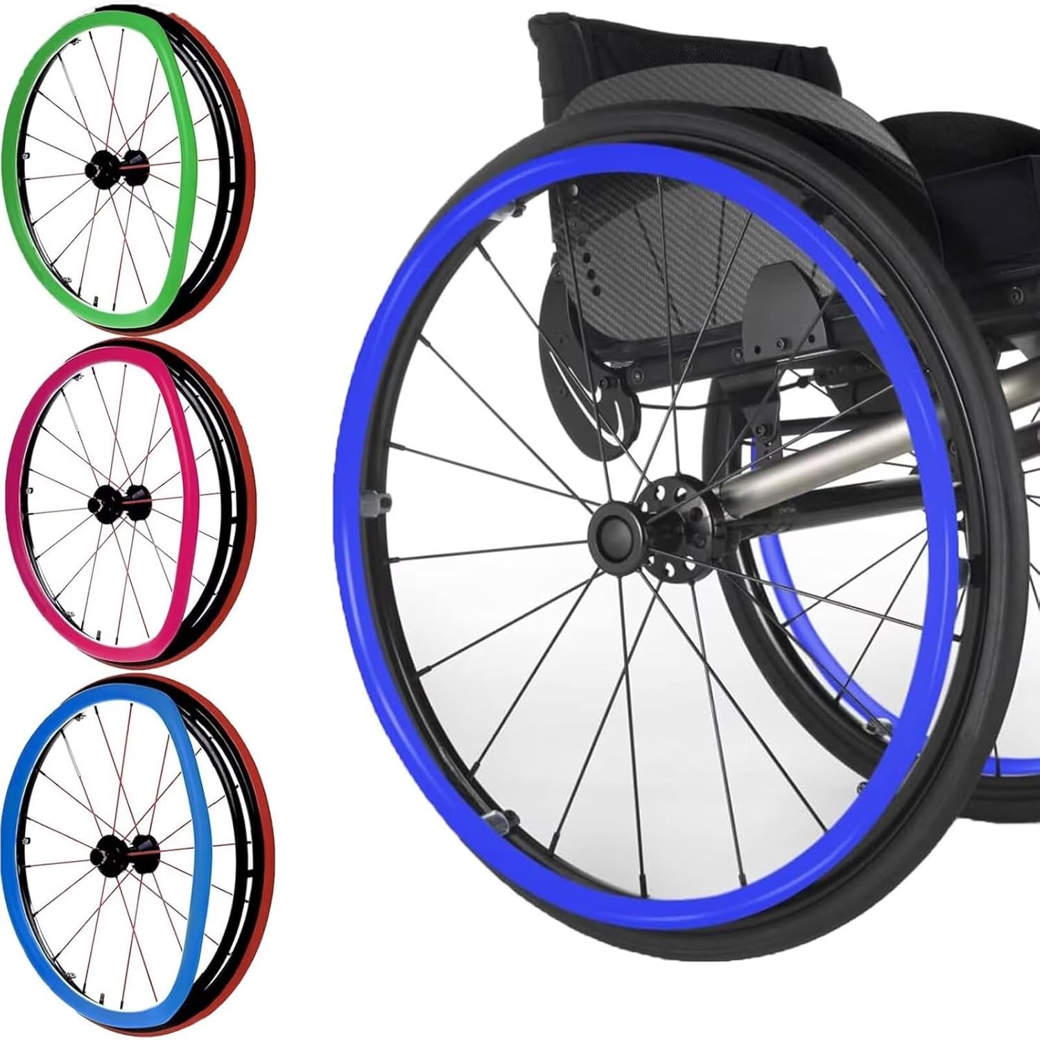 24in Non-Slip Wheelchair Push Rim Covers - Wear-Resistant Hand Push Covers for Rear Wheel - 1 Pair of Protective Accessory by Wheelchair Cover