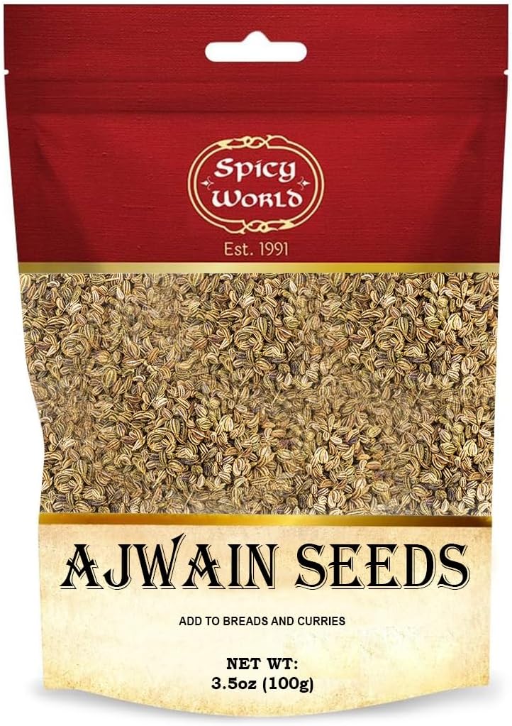 Ajwain Seeds (Carom Seeds) 3.5 oz | Resealable Bag | By Spicy World