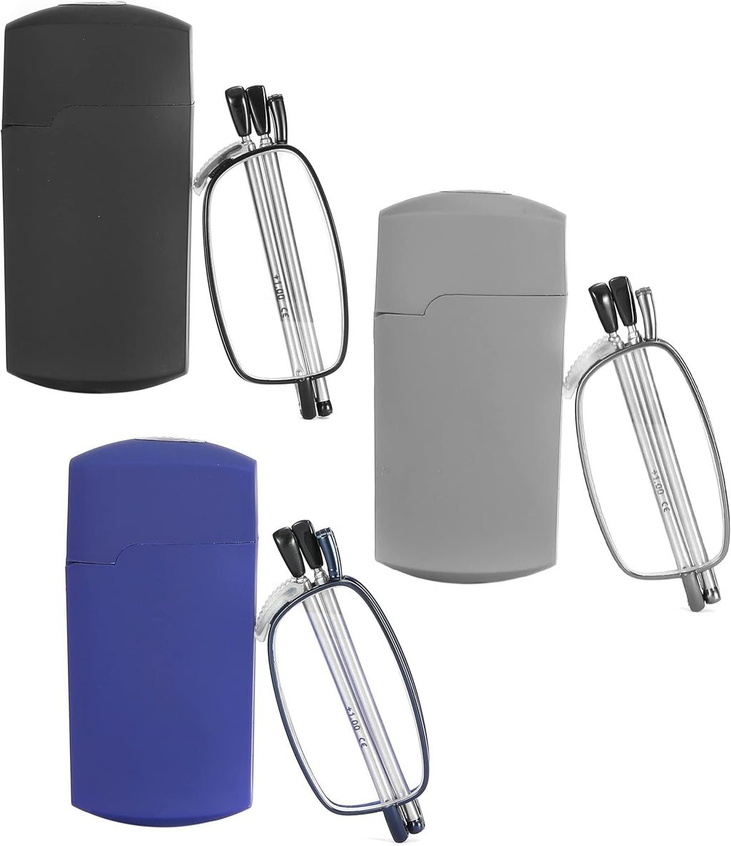 Folding Reading Glasses Blue Light Blocking, Soft Nose Pad Spring Hinge Portable Thin Readers for Men Women 3 Pack