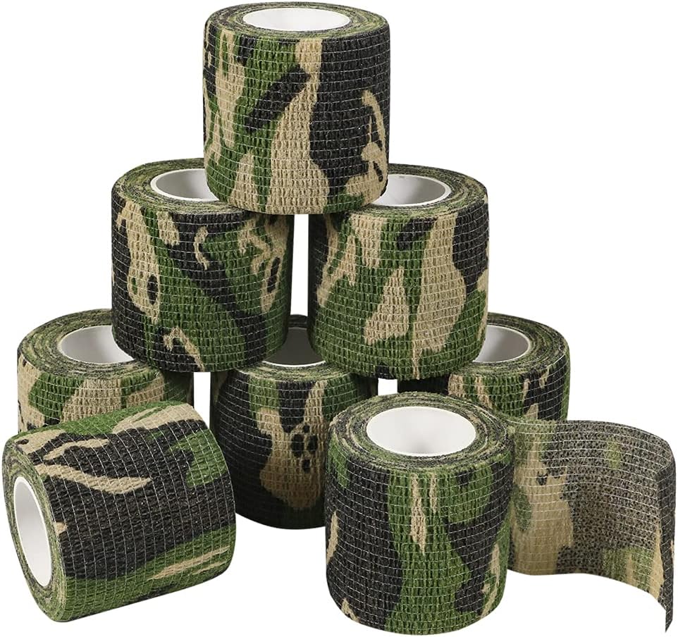 Self Adherent Bandages Camouflage Cohesive Tape Camo Elastic Sports Tape for Sports Hunting Gear and Finger Wrist Ankle 8PCS 2 in X 14.7 ft (Camouflage)