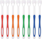 Boao 8 Pieces Three Sided Toothbrush Autism Travel Sensory Toothbrush for Complete Teeth, Great Angle Bristles Clean Tooth, Gentle/Soft (Green, Blue, Yellow, Red)