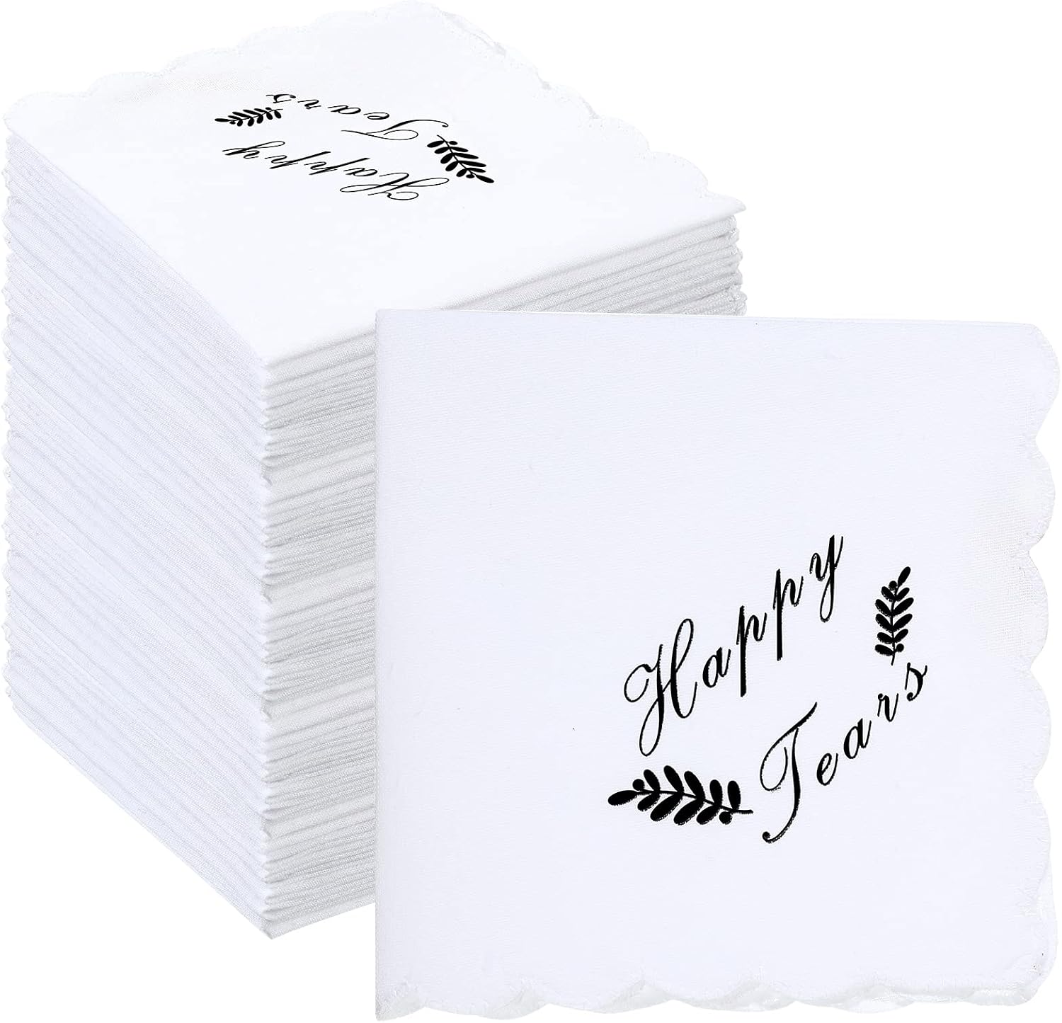 Newwiee 50 Pcs Happy Tears Handkerchiefs Wedding Handkerchiefs Bulk Bride Gifts Accessories for Wedding Big Day Fun
