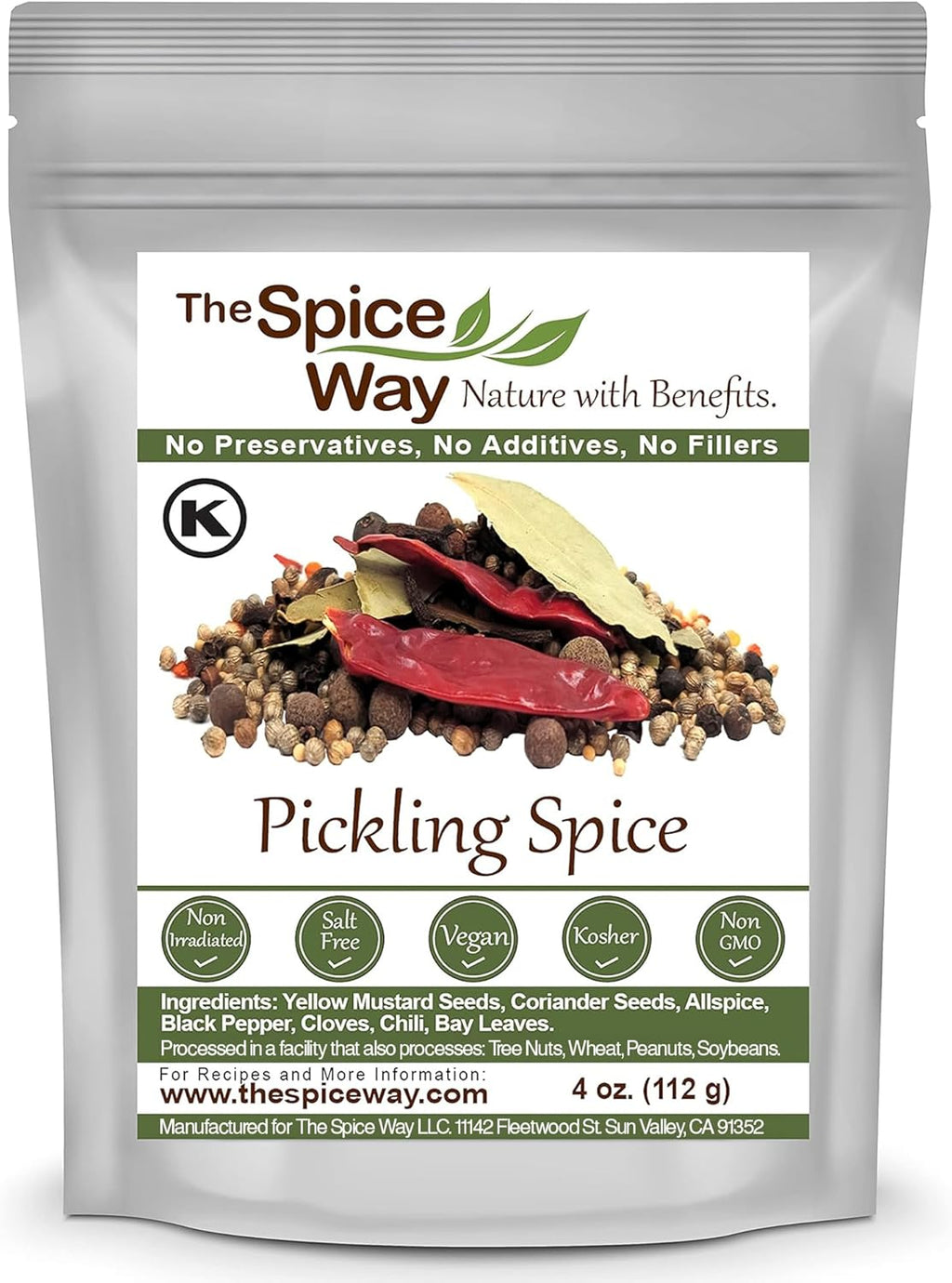 The Spice Way Pickling Spice - (4 oz) seasoning made from spices for pickles, canning, corned beef and even pastrami