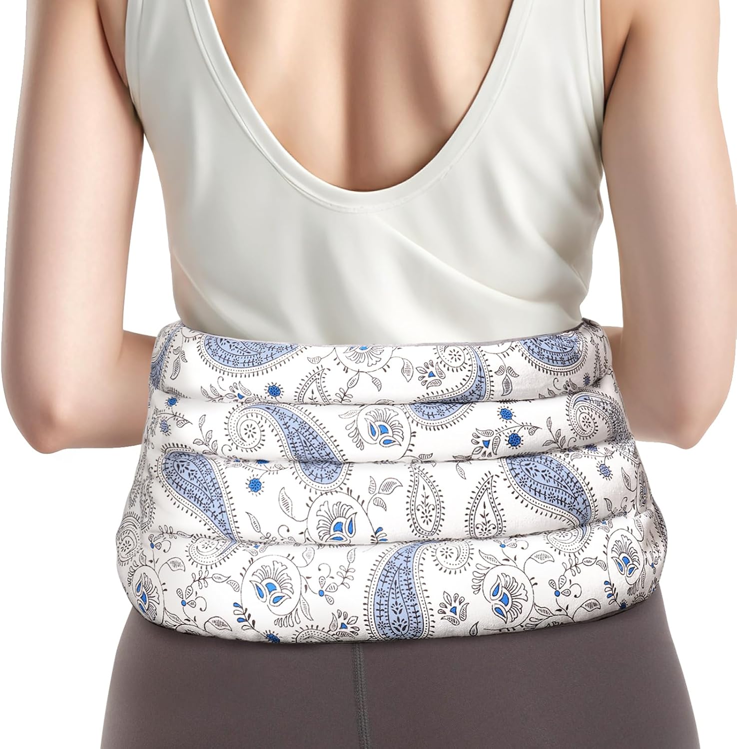 Microwave Heating Pad for Back with Moist Heat, Extra Large Microwavable Heating Wrap for Lumbar, Waist, Stomach, Shoulder, Neck Hot or Cold Pack, Reusable, Portable