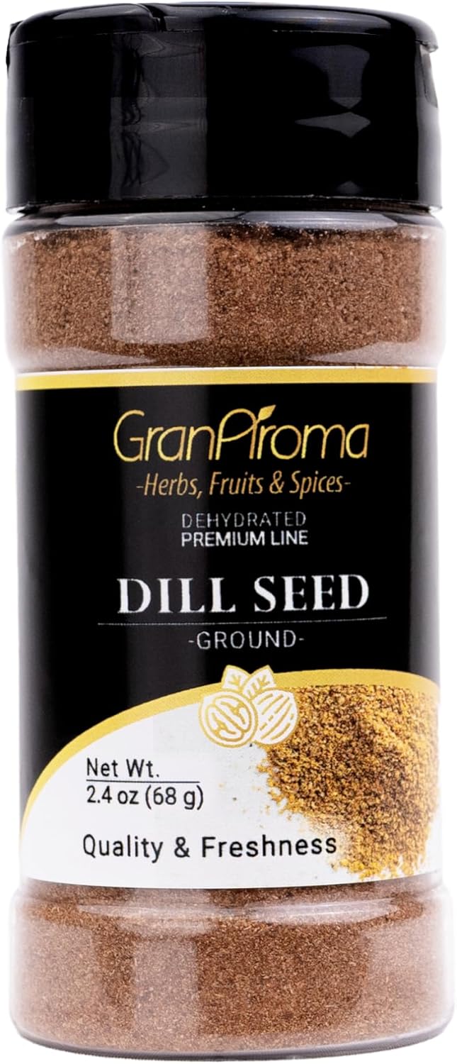 GranAroma Ground Dill Seed, Aromatic Herb, Seasoning for Pickles, Salads, and Seafood Dishes (2.4 Ounce)