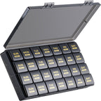 Monthly Pill Organizer, 28 Day Pill Box 1 Time a Day with Dust-Proof Case, Large 4 Weeks a Month Pill Case Container, Daily Vitamin Case Box for Pills/Medicine/Fish Oil/Supplements（Black）