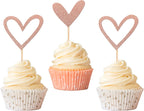 Rsstarxi 24 Pack Valentine's Day Cupcake Toppers Sweet Love Heart Cupcake picks Wedding Engagement Anniversary Cake Decorations for Valentine's Day Theme Bridal Shower Birthday Party Rose Gold
