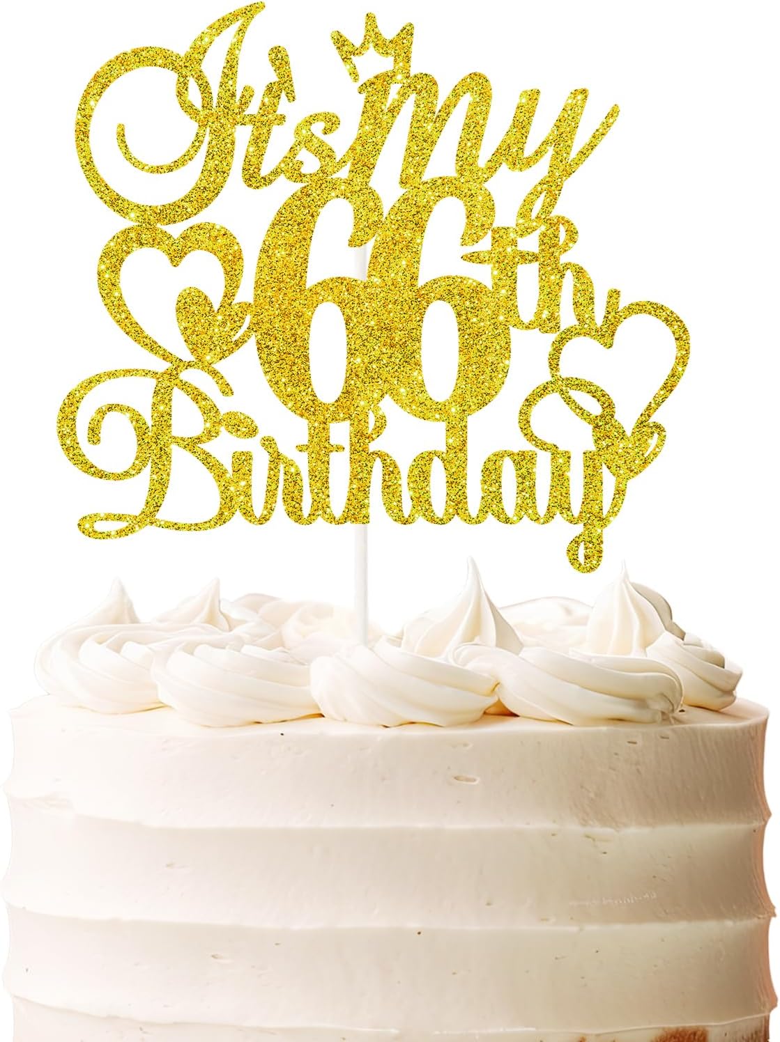 It's My 66th Birthday Cake Topper - Gold Glitter Happy 66th Birthday Cake Decor - 66 and Fabulous,Cheers to 66 Years Old Birthday Party Supplies
