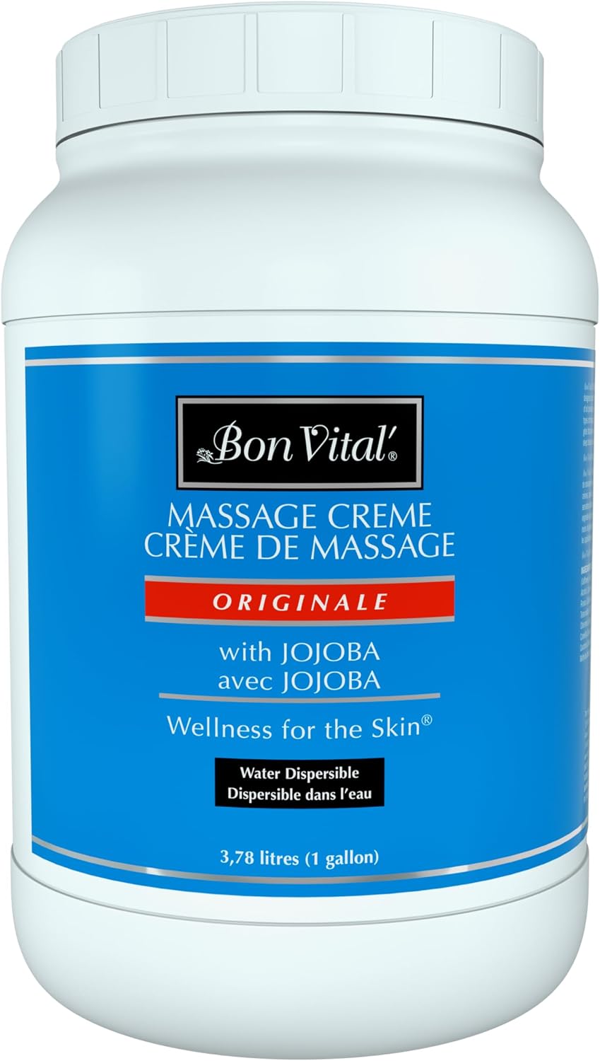 Bon Vital' Original Massage Crème for a Versatile Massage Foundation to Relax Sore Muscles & Repair Dry Skin, Revitalize Skin and Lock in Moisture, Allows for Muscle Manipulation, 1 Gallon Jar