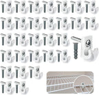 30-Pack White Wire Shelf Clips with Screws and Expansion Tubes – Plastic Wall Brackets for Closet and Wire Shelving Support