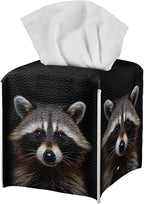 ZFRXIGN Cute Raccoon Tissue Box Cover Square Tissue Box Cover Trash Panda Tissue Case Leather Tissue Holder for Bathroom Home Decor Car Accessories Facial Tissue Cube Box Cover