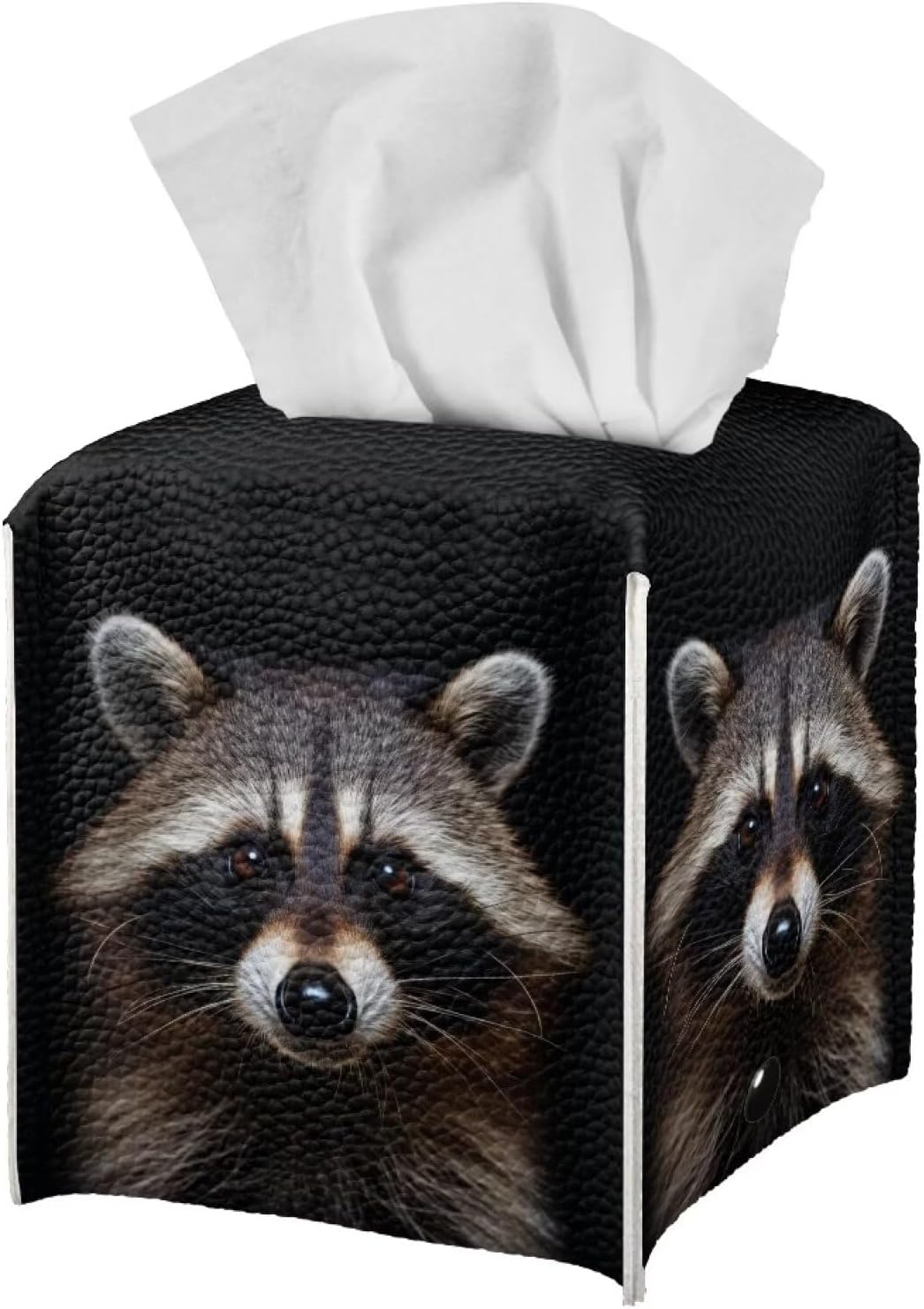 ZFRXIGN Cute Raccoon Tissue Box Cover Square Tissue Box Cover Trash Panda Tissue Case Leather Tissue Holder for Bathroom Home Decor Car Accessories Facial Tissue Cube Box Cover