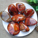 Sardonyx Banded Agate Palm Stone Worry Stone Irregular Polished Tumbled Stone Pebble Healing Crystal for Home Decor (1000, Grams)