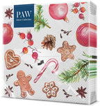 PAW Paper Napkin – 3 Ply (33 x 33 cm) I Pack of 20 Paper Napkins with Christmas, Winter, Stars and Sweets, Table Decoration, Ideal for Christmas (Homemade Sweets)