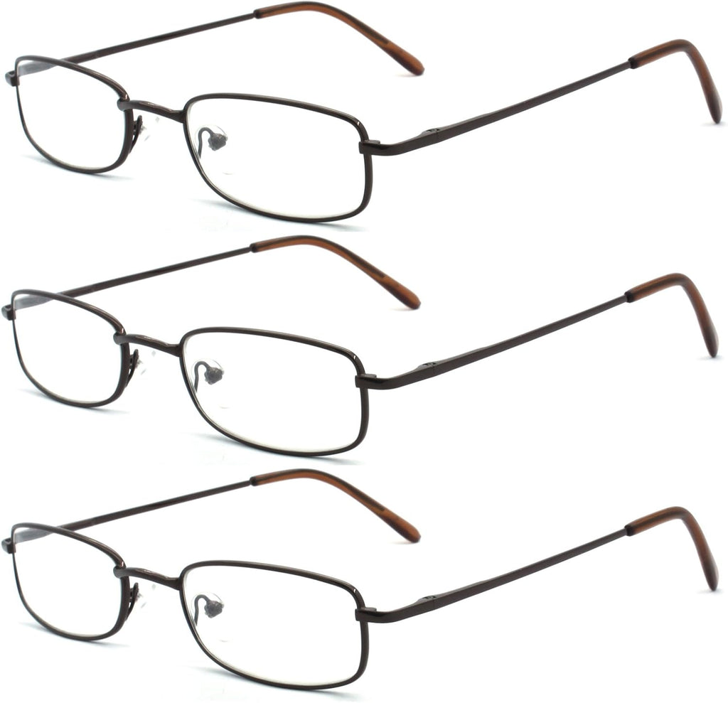 Classic Readers Rectangular Metal Reading Glasses for Men and Women, Multi-colored