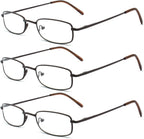 Classic Readers Rectangular Metal Reading Glasses for Men and Women, Multi-colored