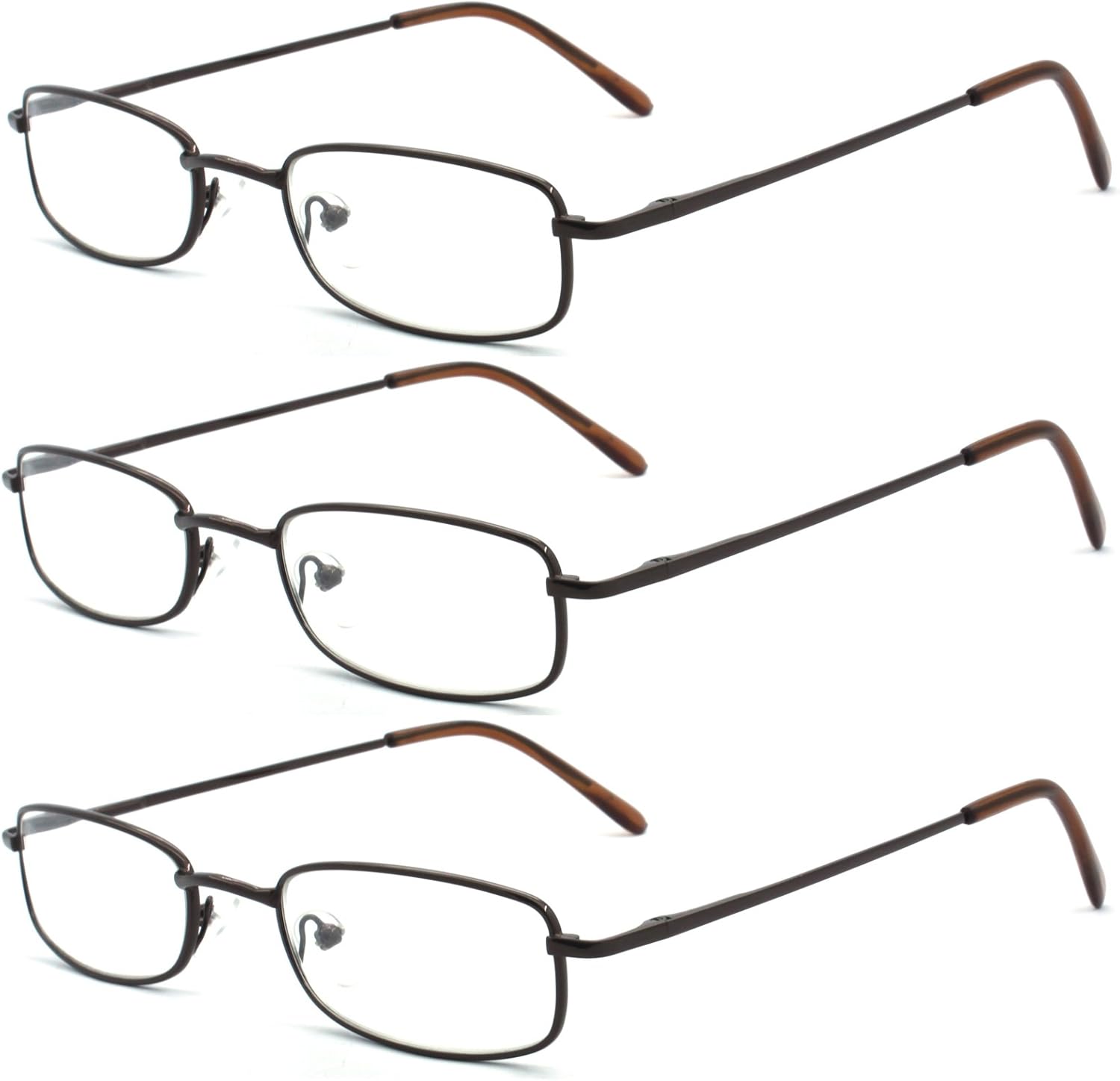 Classic Readers Rectangular Metal Reading Glasses for Men and Women, Multi-colored