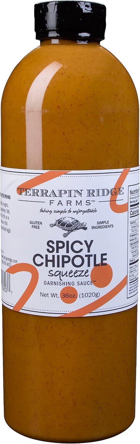 Terrapin Ridge Farms Spicy Chipotle Garnishing Sauce – Smoky & Zesty Sauce for Tacos, Sandwiches, Seafood & More – 36 Ounce Squeeze Bottle (Pack of 1)