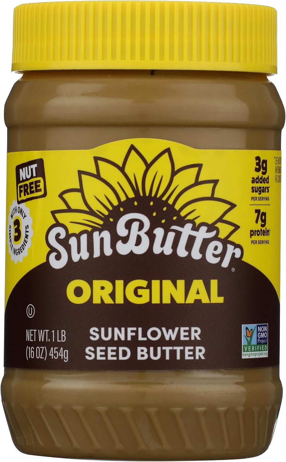 SunButter Original Sunflower Seed Butter, 16 oz Nut-Free Spread with 7g Plant-Based Protein, Roasted Rich & Savory Flavor, Smooth Texture | Vegan, Kosher & Non-GMO