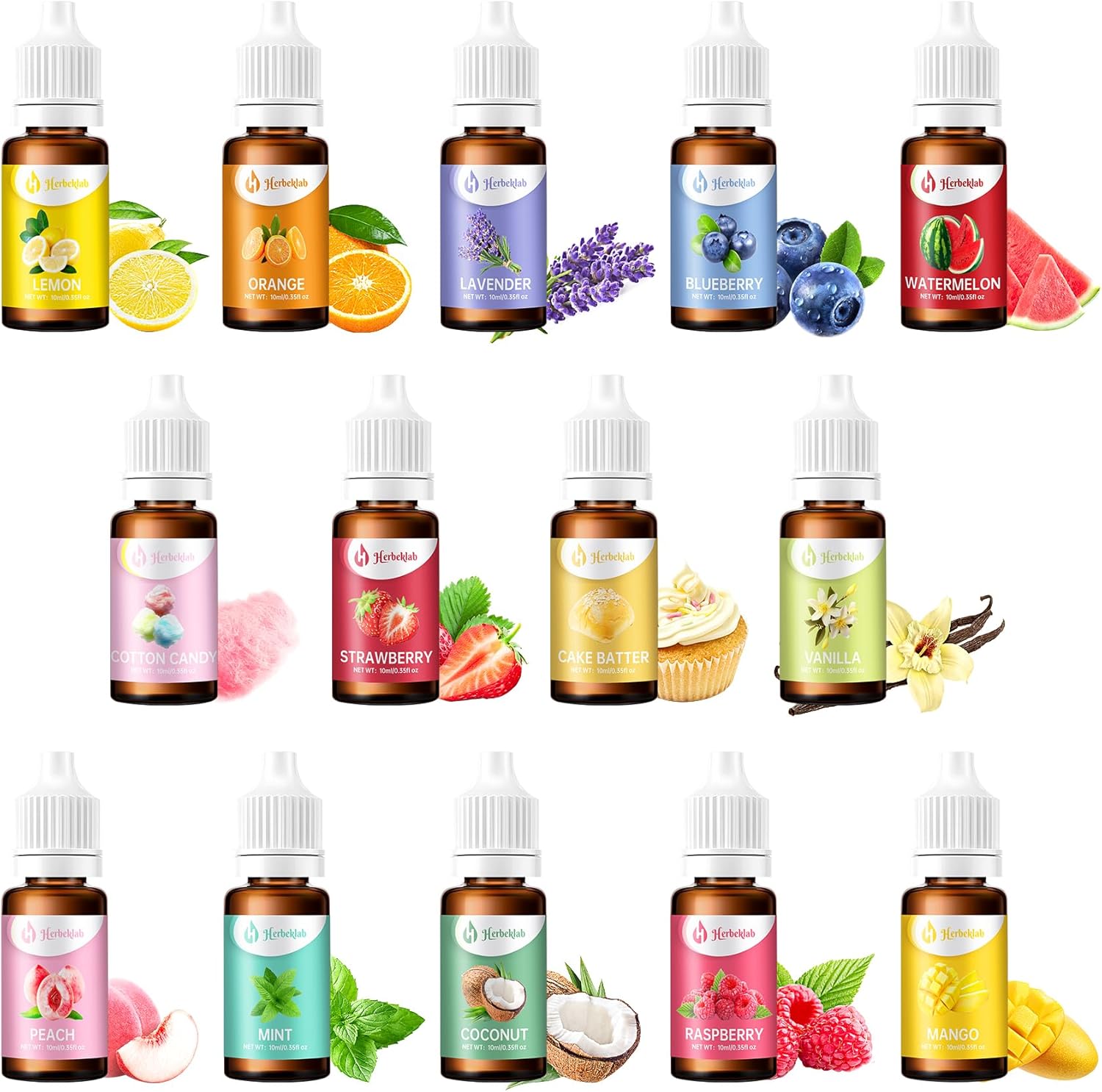 Food Flavoring Oil - Candy Flavoring for Candy Making 14 x 0.35 Fl Oz Concentrated Extracts and Flavorings for Baking, Lip Gloss, Cakes, Desserts